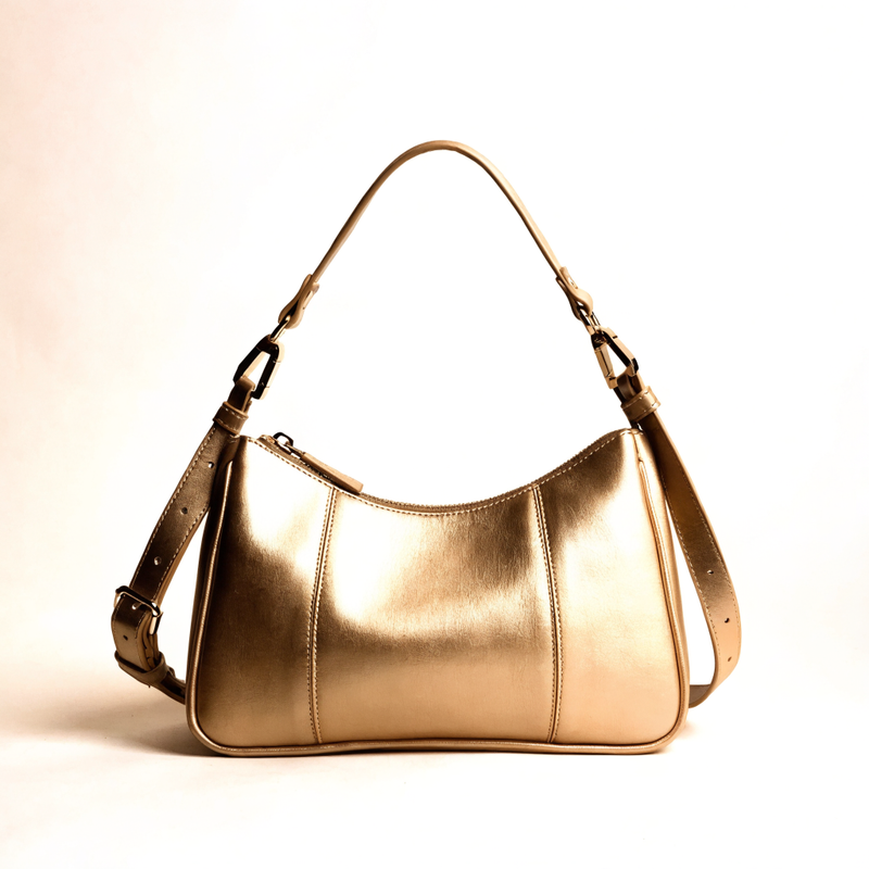 Champagne gold women's shoulder handbag - Trendy Women Collection