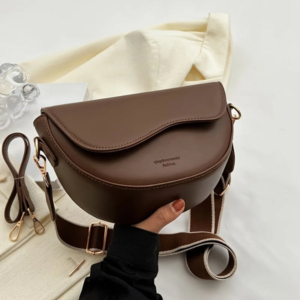 Vintage PU Leather Shoulder Bag for Women | Adjustable Crossbody Saddle Purse