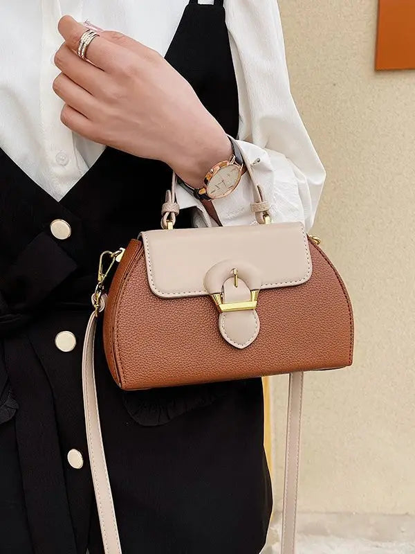 Women's Vintage Contrast Colour Shoulder Bag | PU Leather Crossbody Handbag for Everyday Use