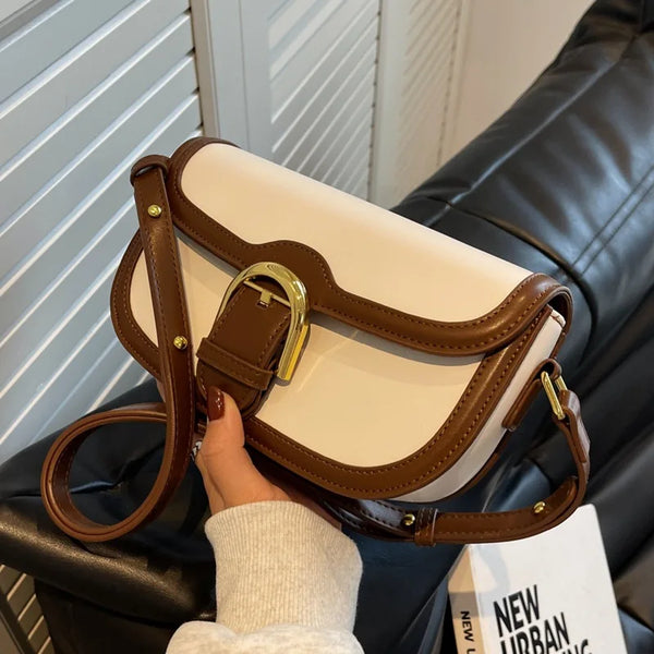 Women's Trendy PU Leather Shoulder Bag | Small Square Crossbody Purse with Zipper & Lock Closure