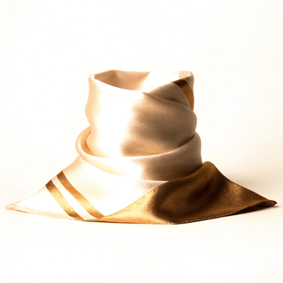 Silk-Feel Hair Scarf – Cream & Gold