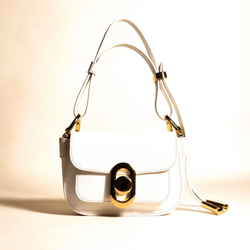 White and gold women's crossbody handbag - Trendy Women Collection